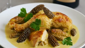 poulet vin jaune et morilles